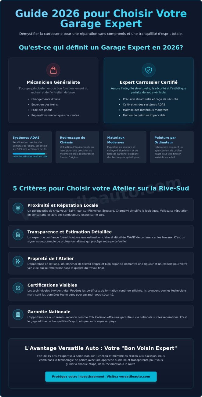 Garage expert à Saint-Jean-sur-Richelieu : Le guide FAQ pour votre char en 2026