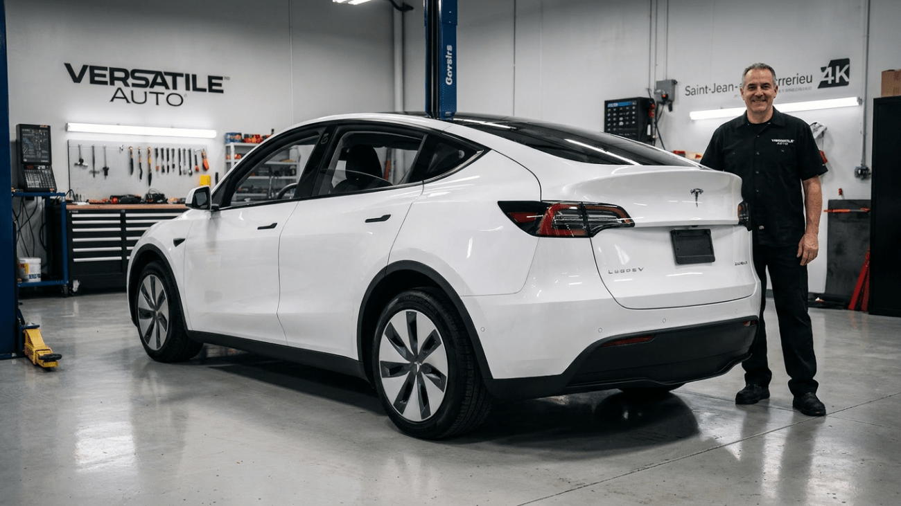 Réparation Tesla Model Y après dommage de stationnement à St-Jean-sur-Richelieu | Versatile Auto